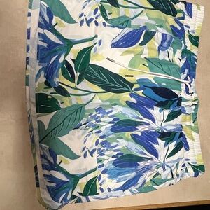 St. John's Bay Leaf Print Swim Skort- Blue and Green